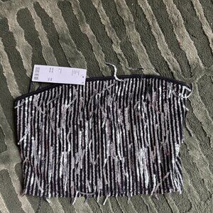 Black & Silver Sequin Tube Top (Size S, NWT)